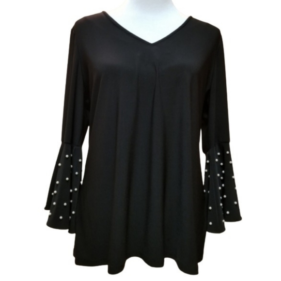 🆕️⬇️MSK Embellished Faux Pearl Bell Sleeve Blouse - Picture 2 of 8